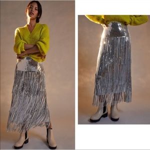 Anthropologie Tatiana Sequined Fringe Skirt NWT 2